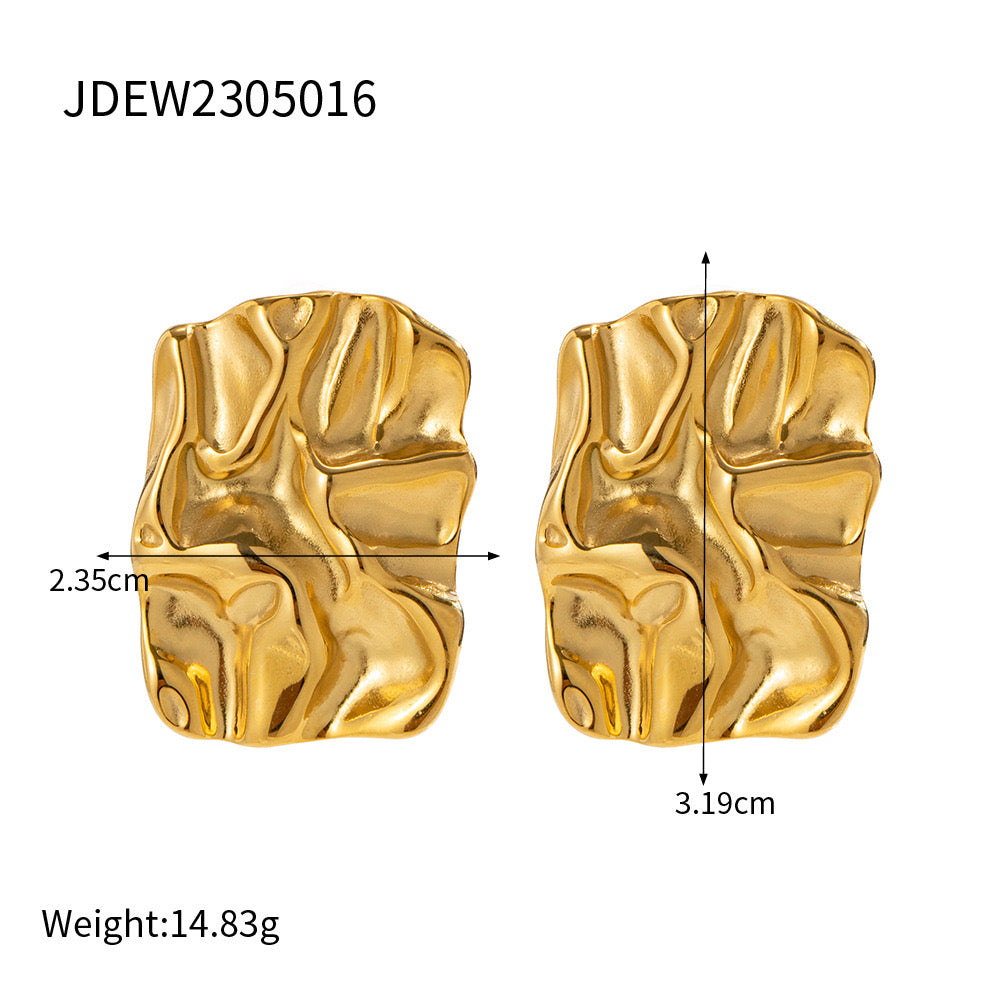 32.Stainless Steel Earrings 18K Gold Plated Stud Earrings Versatile Jewelry