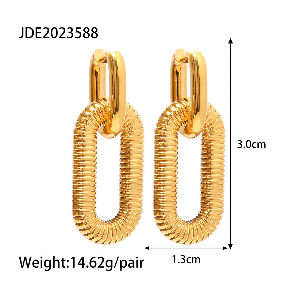 32.Stainless Steel Earrings 18K Gold Plated Stud Earrings Versatile Jewelry