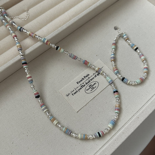 27. 925  Silver Colorful Beaded Necklace