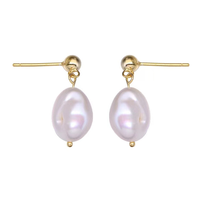 07.S925 Silver Baroque Pearl Stud Earrings