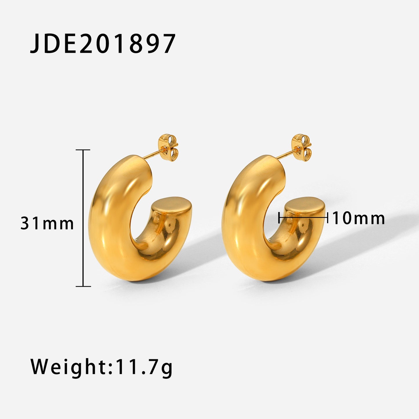 32.Stainless Steel Earrings 18K Gold Plated Stud Earrings Versatile Jewelry