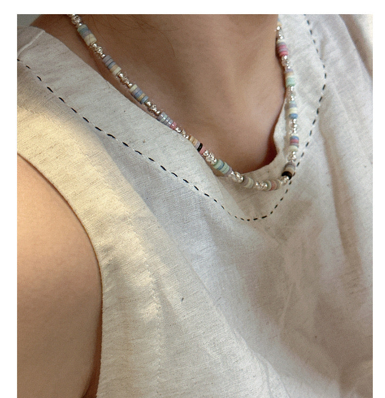 27. 925  Silver Colorful Beaded Necklace