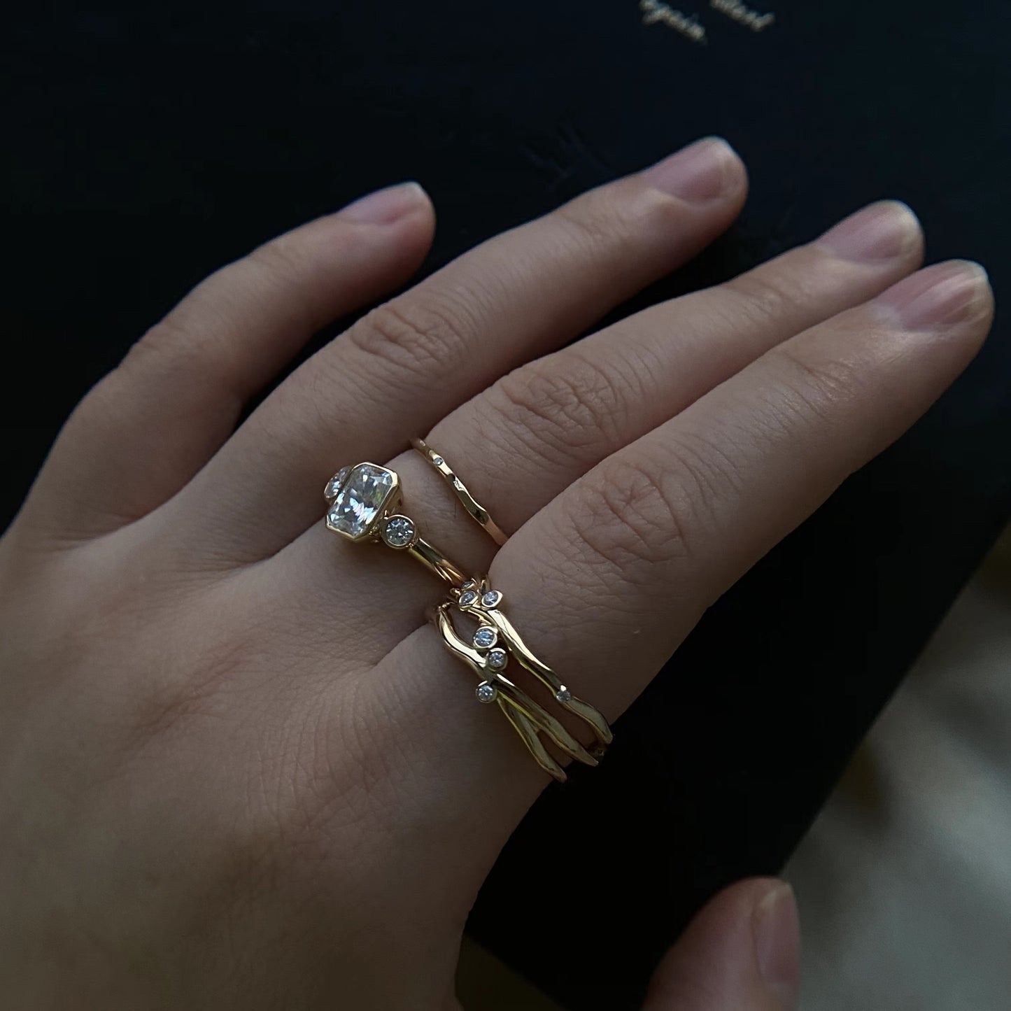 001.18K,14K Solid Gold Rring， Moissanite, Heavy Gold, Minimalist Jewellery